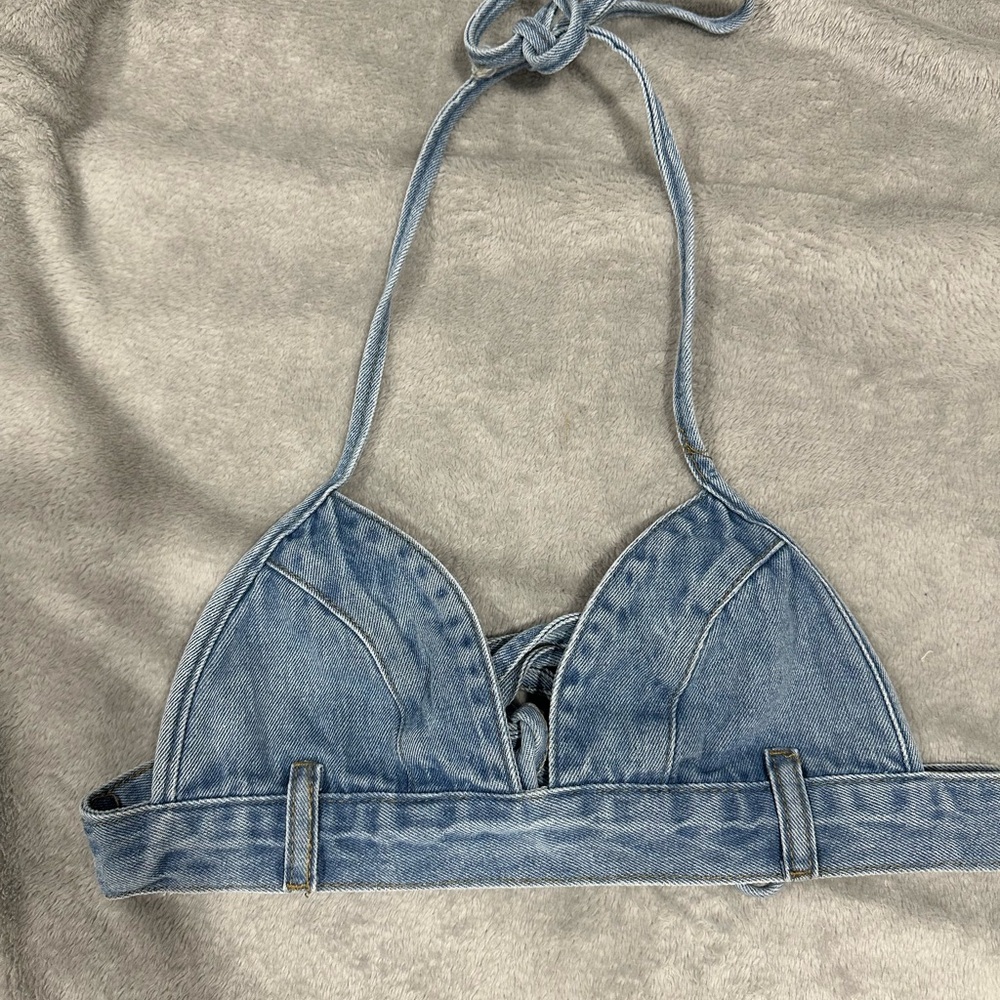 Denim Halter Bralette